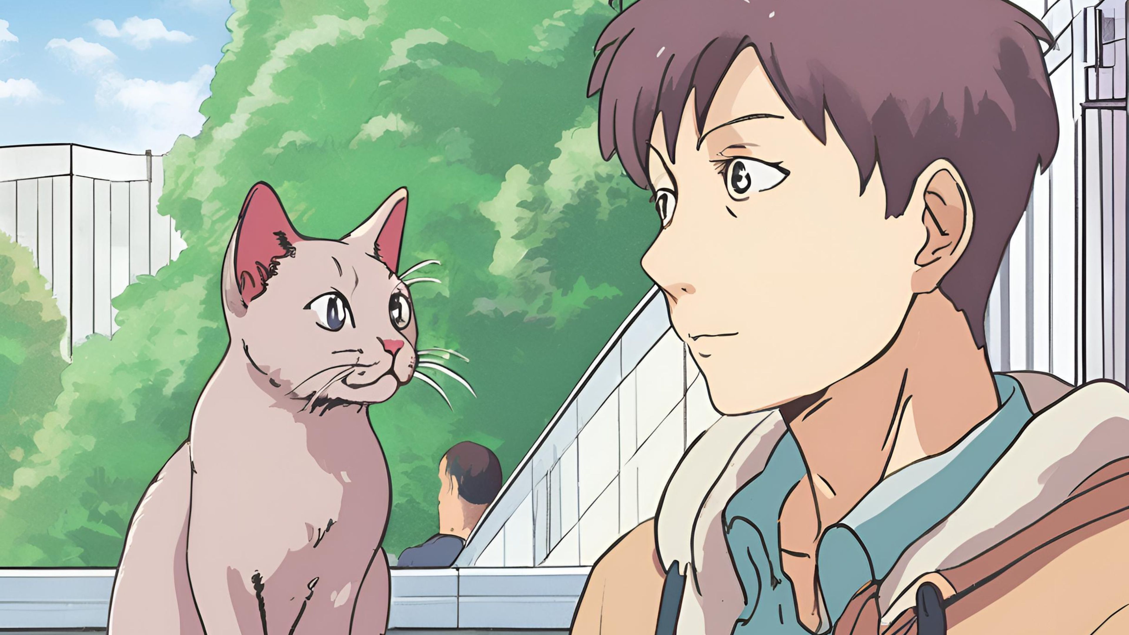 Cat looking away from a person, illustrating selective attention